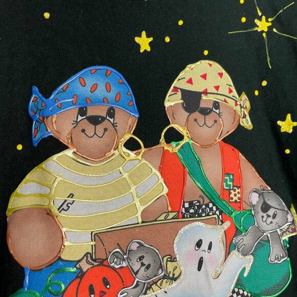 Vintage Halloween T-Shirt Daisy Kingdom Applique Bears Cats Ghost DIY Small Top - Picture 11 of 14